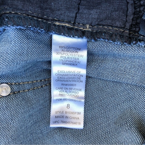 Democracy Boho Slim Straight Flood Distressed Raw Embroidered hem Jeans Size 8 - Picture 14 of 15